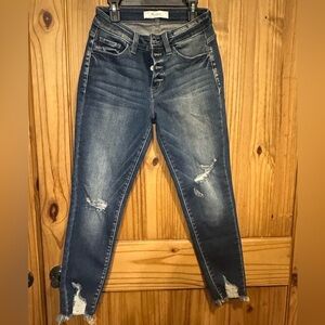 KanCan Women's Medium Blue Ripped Skinny Jeans estilo